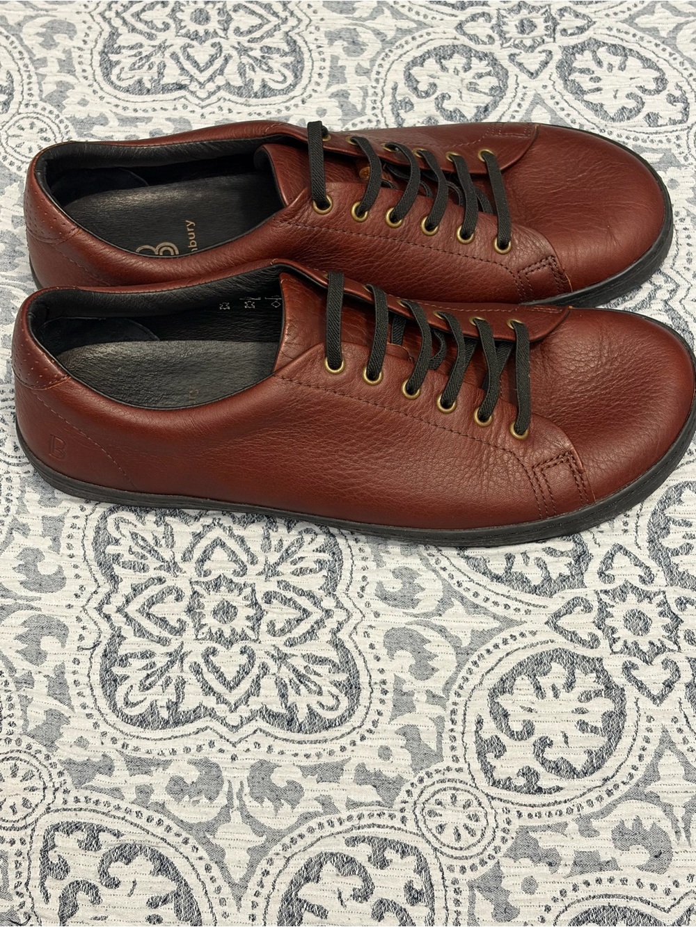 Birchbury Bramford Minimalist Leather Barefoot Sneakers Rust Red Brown 11.5